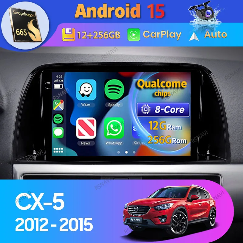Radio multimedia Android 15 con CarPlay para Mazda CX-5 (2012-2015)