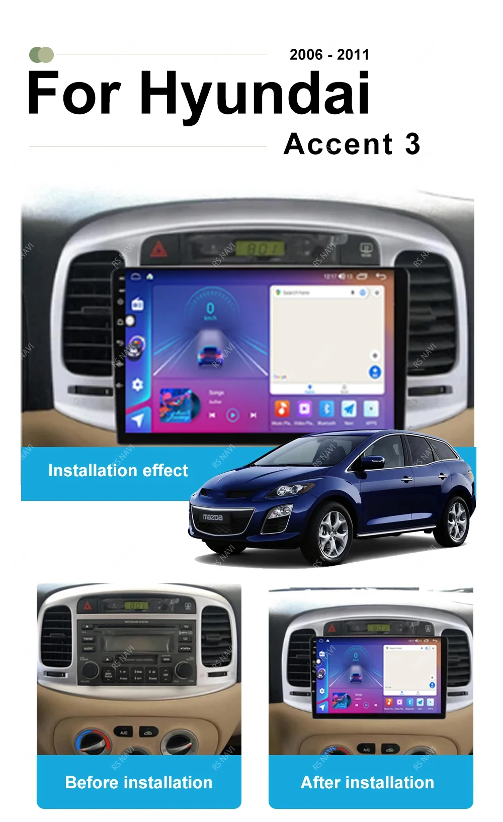 Autorradio Android 15 con pantalla táctil