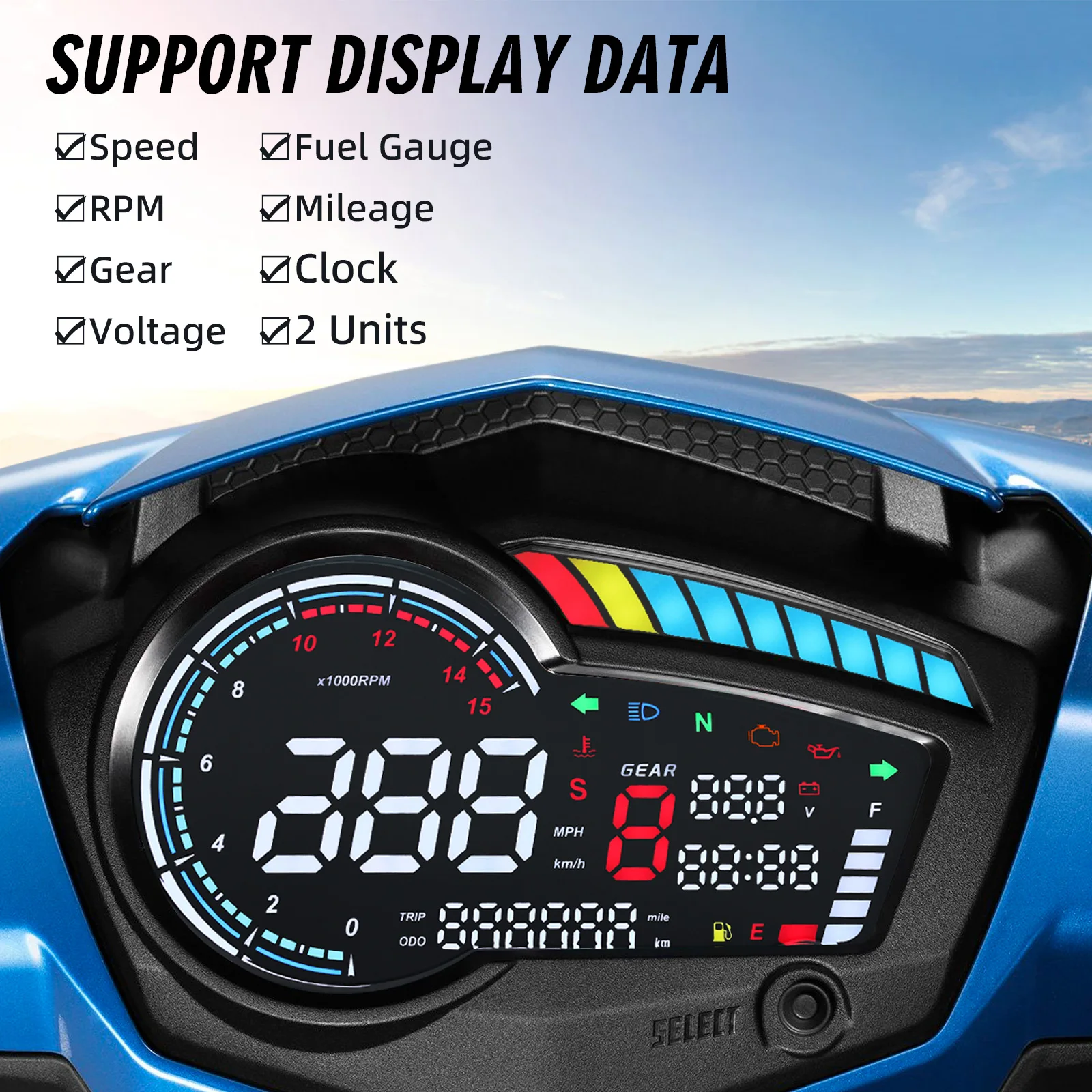 Tacómetro digital LED con velocímetro RPM – YAMAHA Y15 V1 - imagen 3