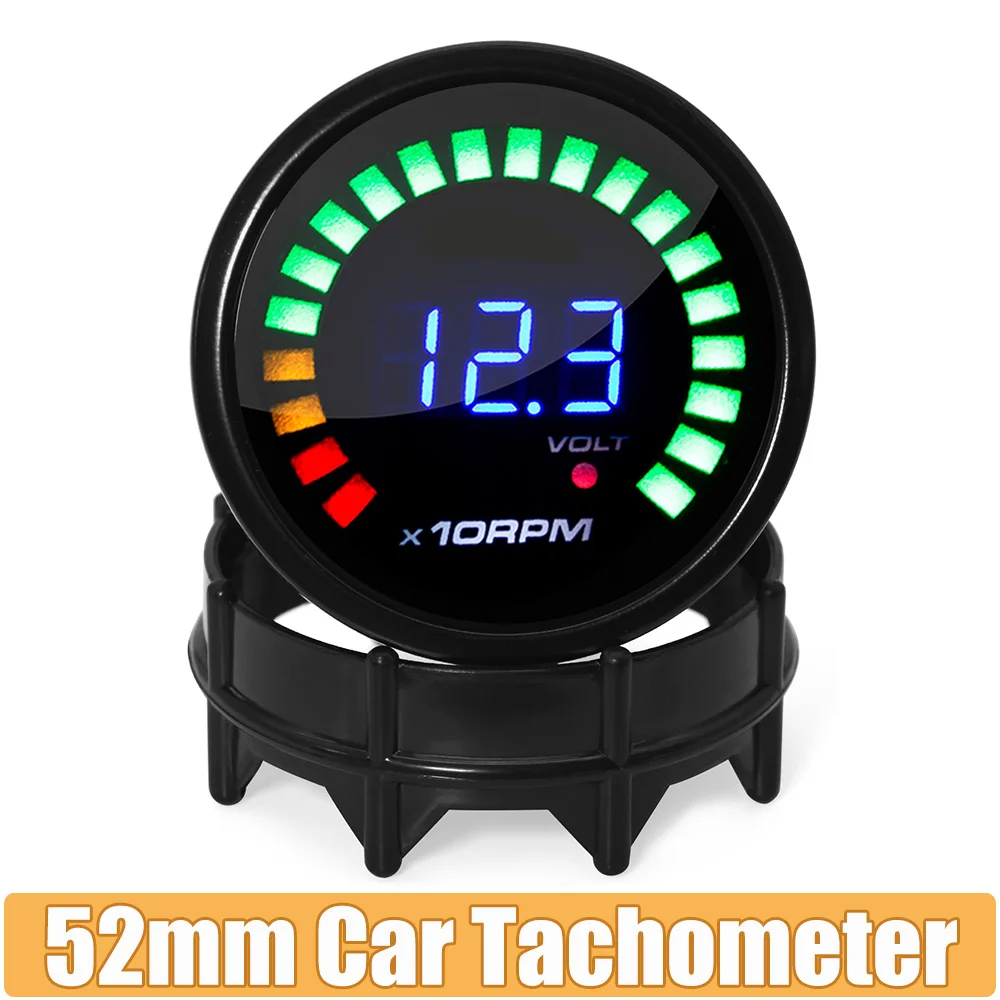 Tacómetro digital de RPM con carcasa negra para coche