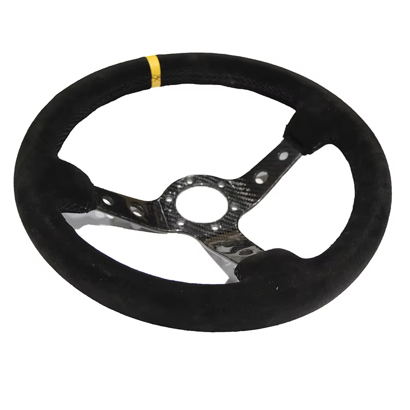 Volante deportivo universal de gamuza con soporte de fibra de carbono