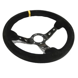 Volante deportivo universal de gamuza con soporte de fibra de carbono