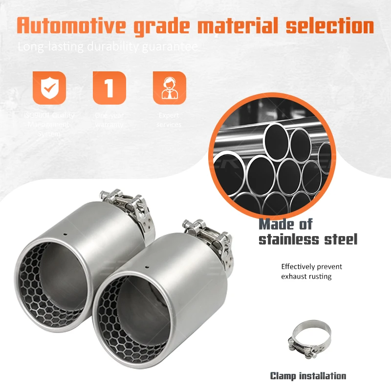 Puntas de escape de acero inoxidable mate, modificación para salida de 101mm, accesorios universales para coches, boquillas de punta trasera de tubo silenciador mejorado, 1 ud. - imagen 4