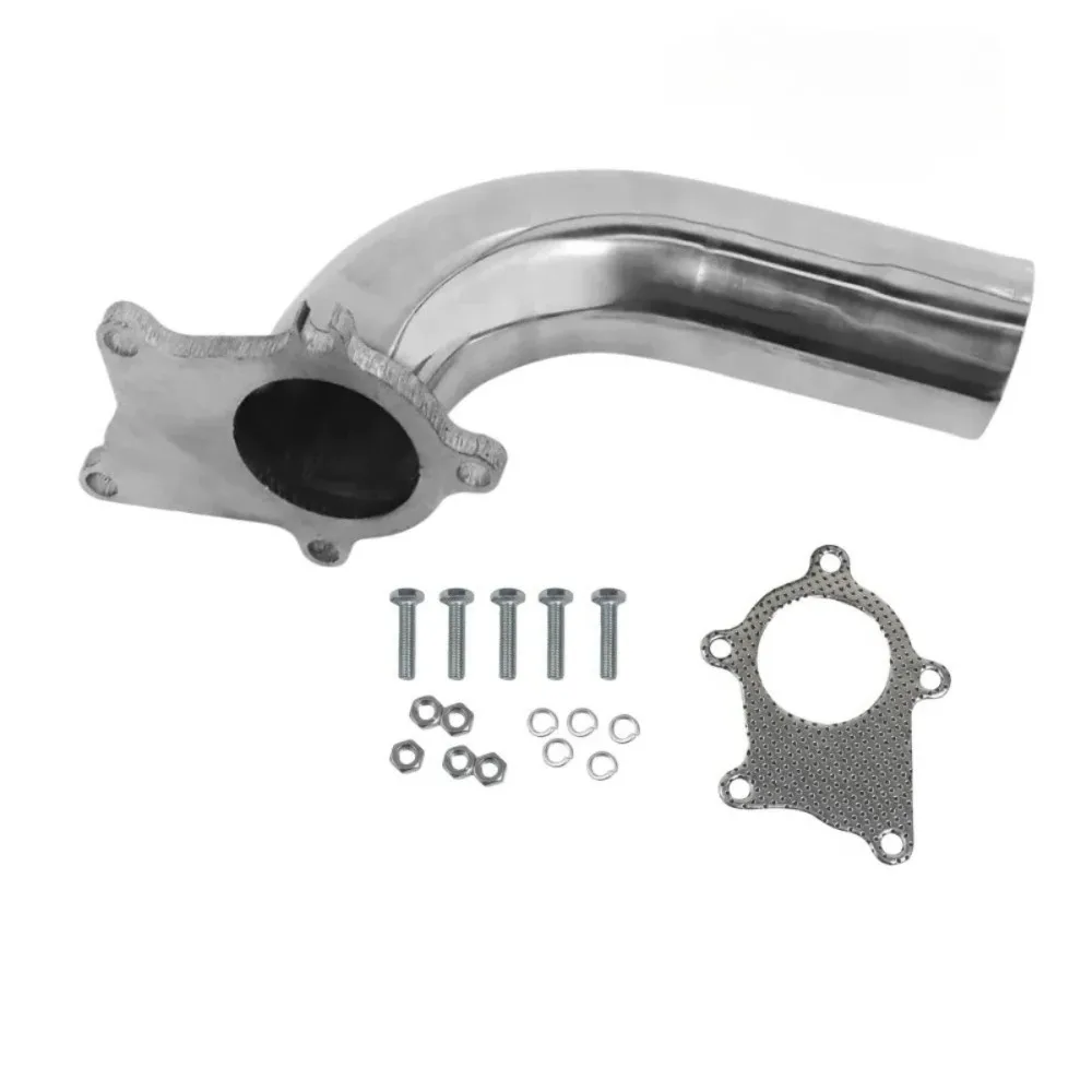 Tubo salida turbo acero inoxidable 2,5" 5 pernos 90º – Compatible T3/T4 T04E