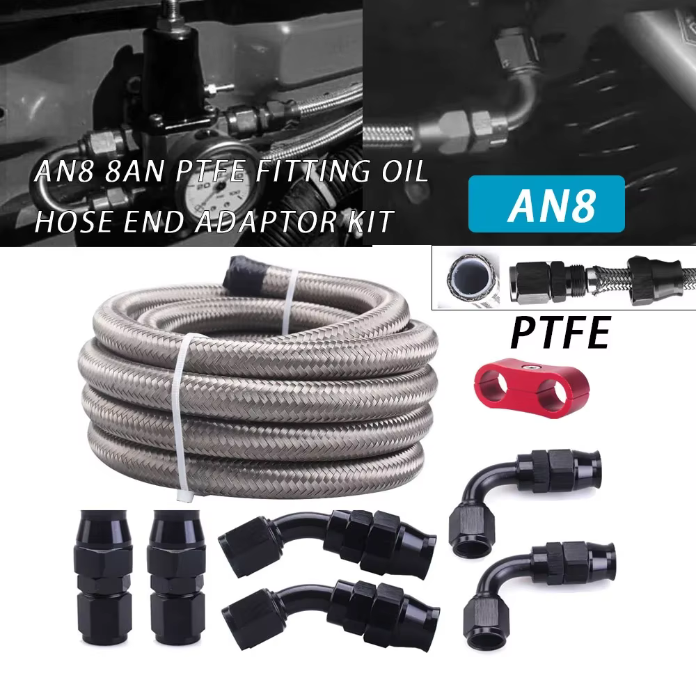 Manguera PTFE AN8 trenzada inox 3M con kit racores para gas y aceite