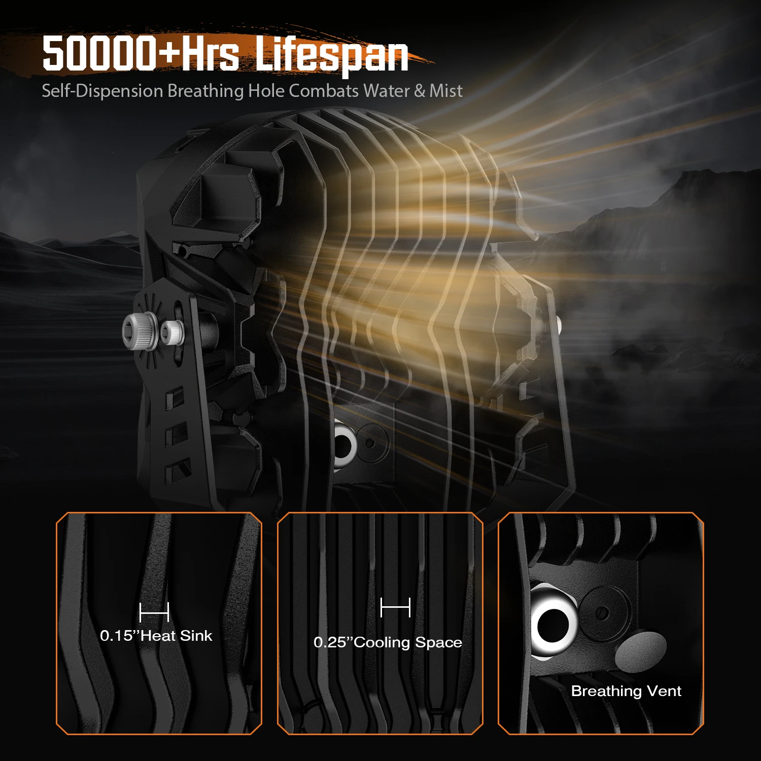 Barra LED de trabajo Novsight 60 W, 6 pulgadas para 4x4 - imagen 4