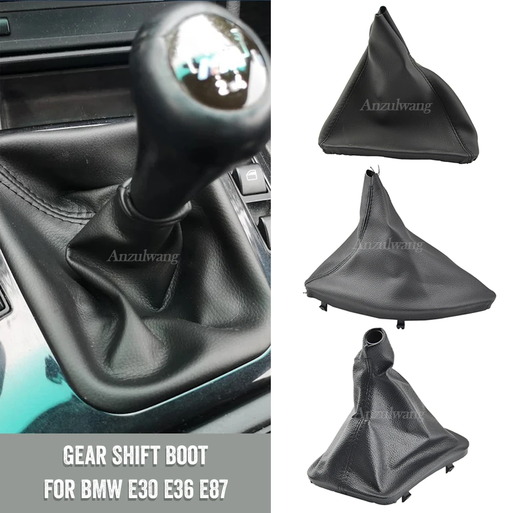 BMW pomo de cambio de cuero negro con polaina para E36/E30/E87 - imagen 2