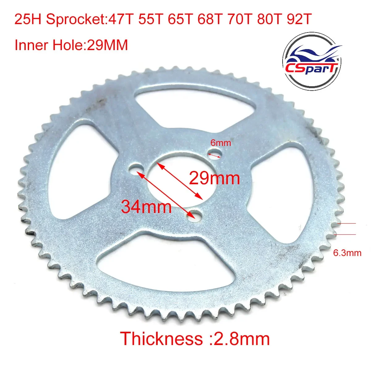Piñón Trasero para ATV Quad Pit Bike 47-49CC - Múltiples Tamaños