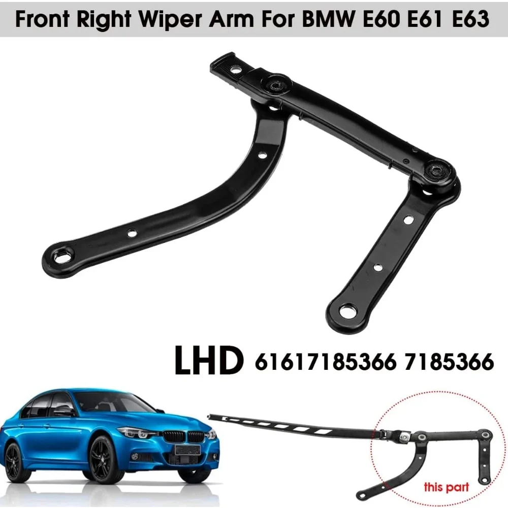 Brazo limpiaparabrisas pasajero negro BMW E60 E61 E63 E64 61617185366
