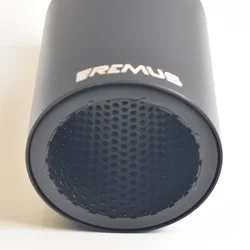 VRENUS Punta de escape inoxidable negro mate con brida corte plano