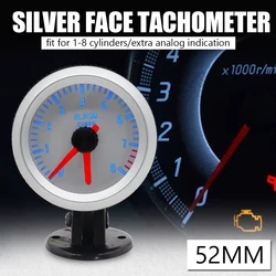 Tacómetro universal coche 52 mm, 8000 RPM, 1-8 cilindros