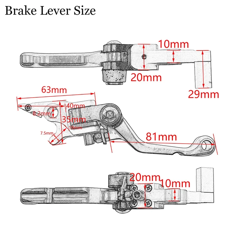 Palanca embrague aluminio CNC motocross – CRF KLX Xmotos KAYO - imagen 5