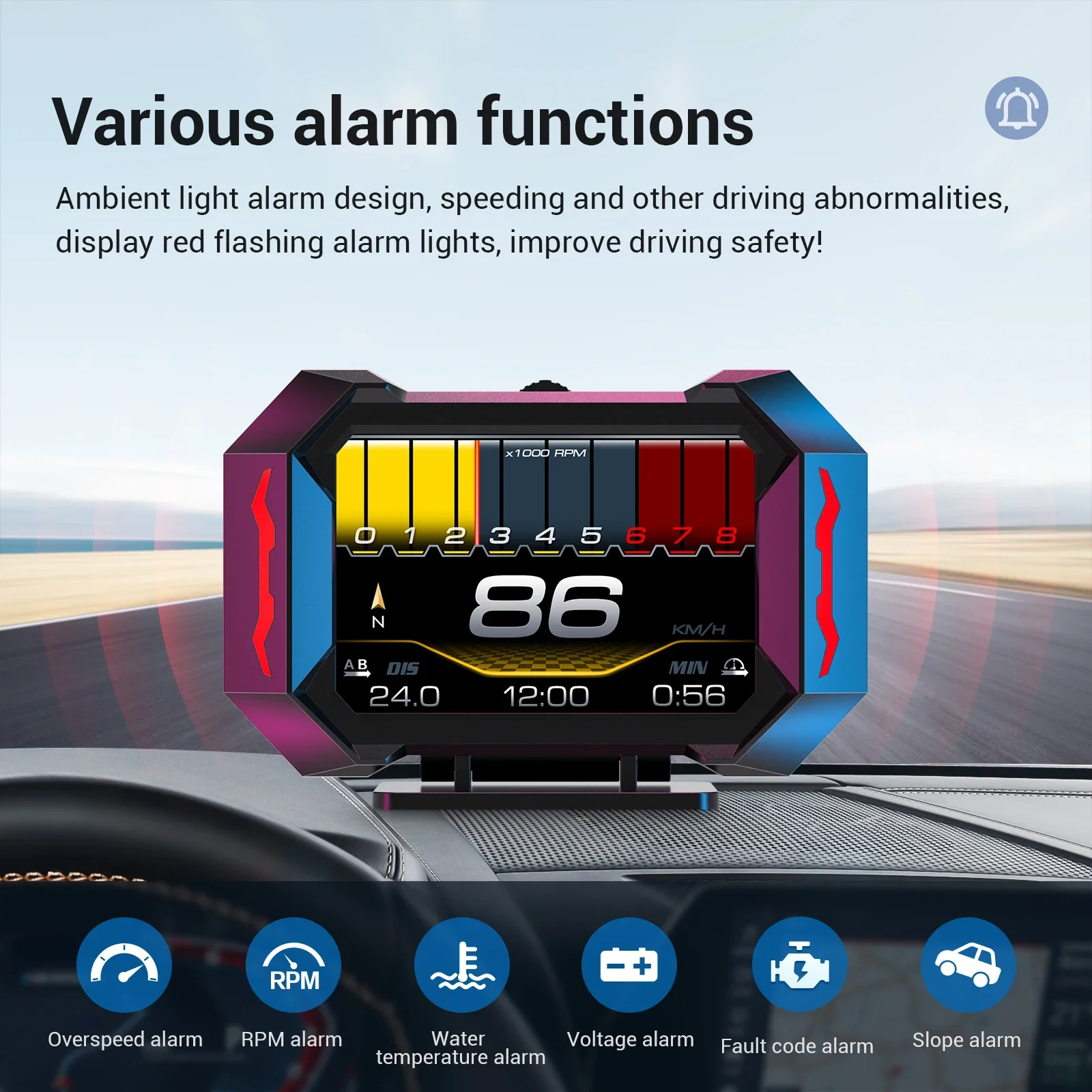HUD con GPS para coche: velocímetro y temperatura del agua OBD - imagen 5