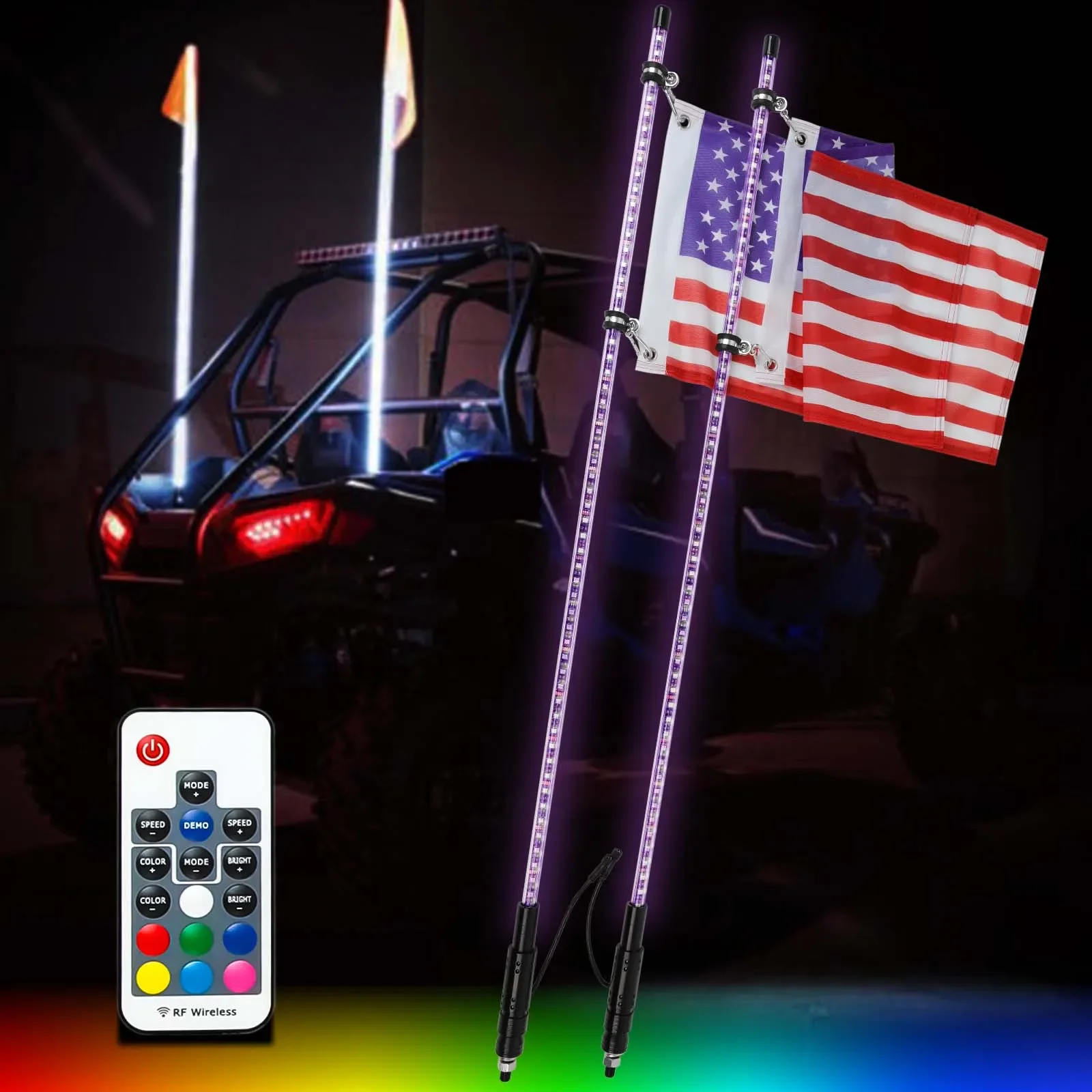 Luz LED látigo RGB Polaris RZR 800-1000 XP Can-Am Maverick X3 - imagen 3
