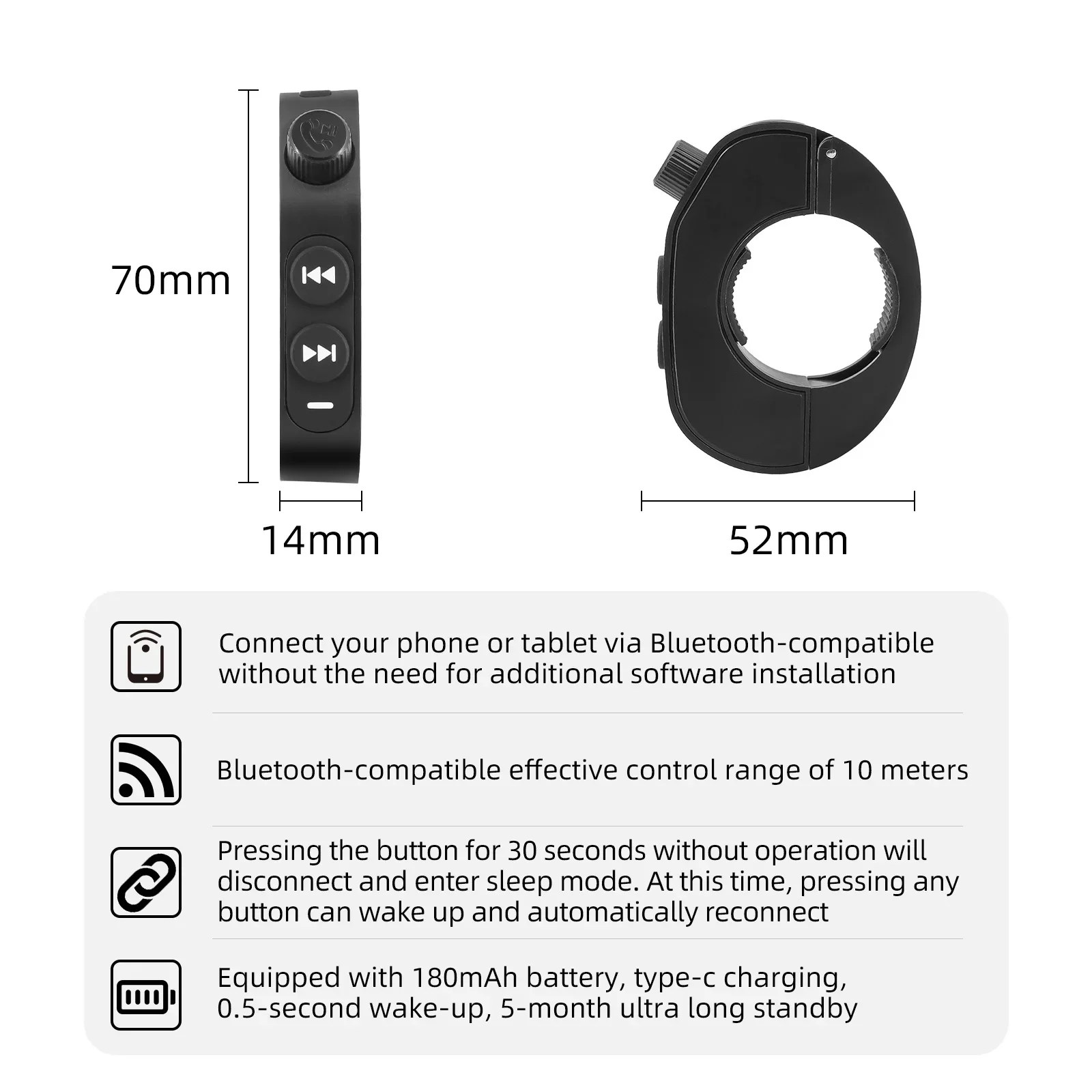 Interruptor control multimedia manillar moto universal - imagen 3