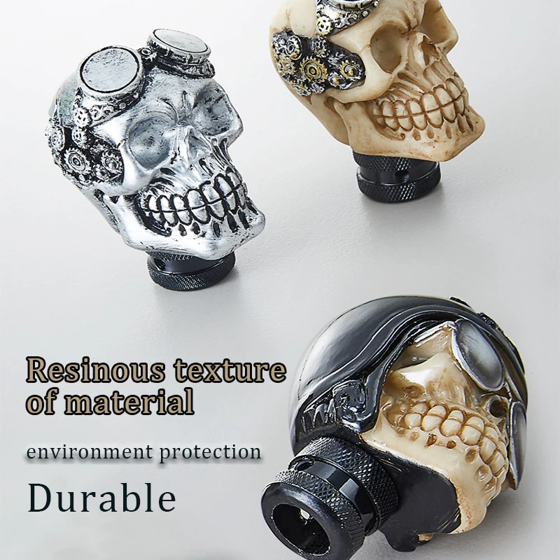 Pomo de cambio universal con calavera, estilo deportivo para caja manual - imagen 2