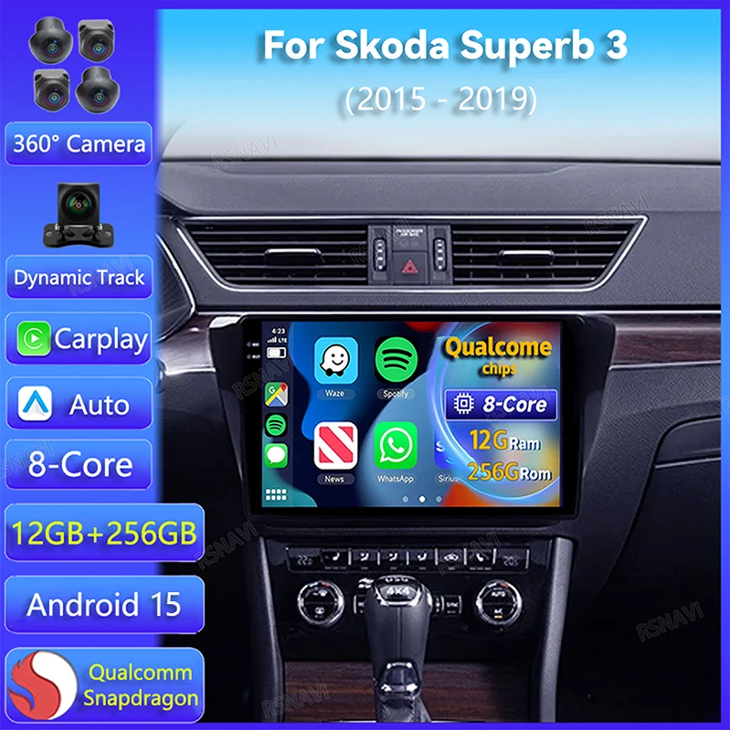 Radio 2DIN Android con CarPlay para Skoda Superb III 2015-2019