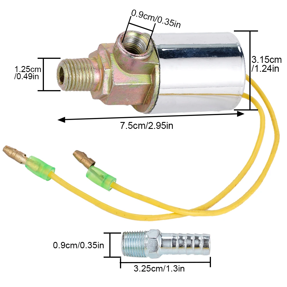 Electroválvula cromada para bocina de aire 1/4", 12/24 V, 10 A - imagen 2