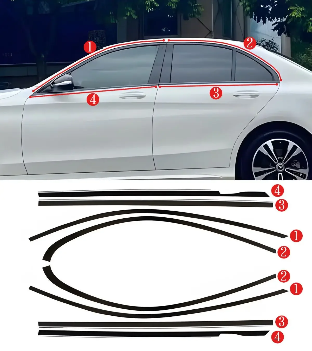 Moldura negra de ventanilla Mercedes-Benz W205 2015-2020