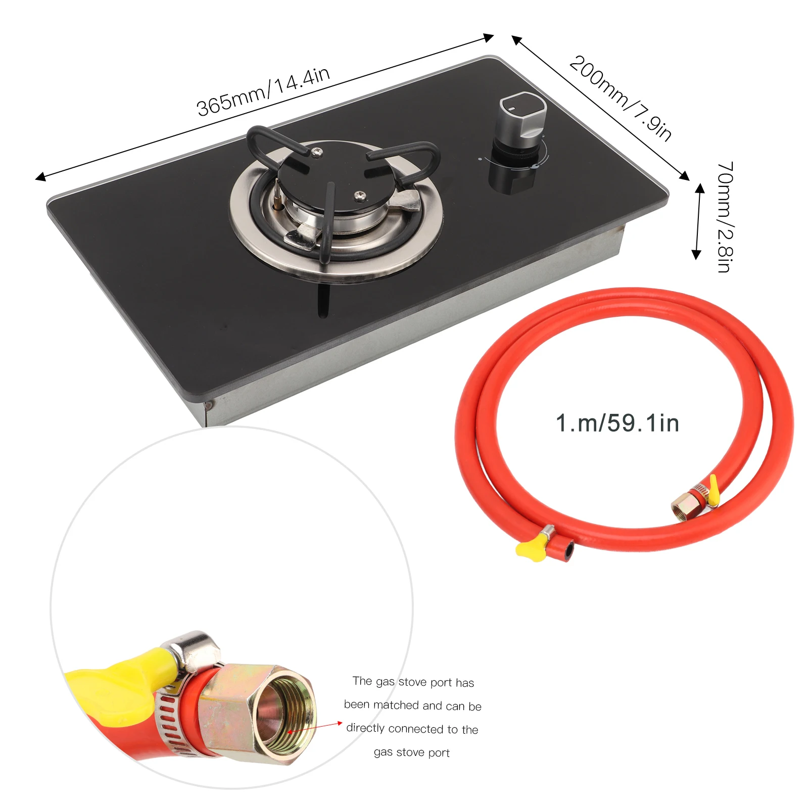 Estufa gas 1,8 kW vidrio templado ajustable para RV y Yates - imagen 3