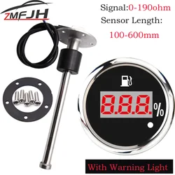 Indicador digital de nivel de combustible 52 mm, sensor 0-190 ohmios