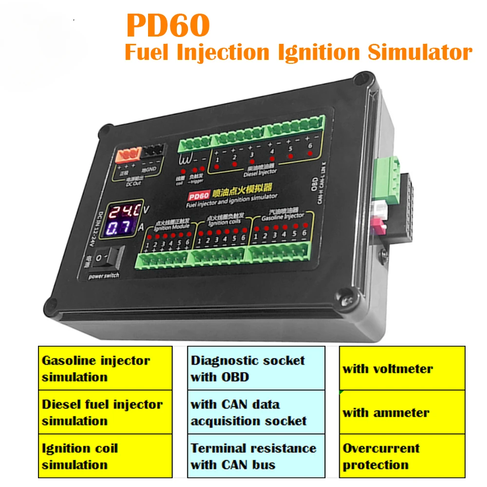 Simulador de inyección PD60 para diagnóstico de ECU diésel y gasolina