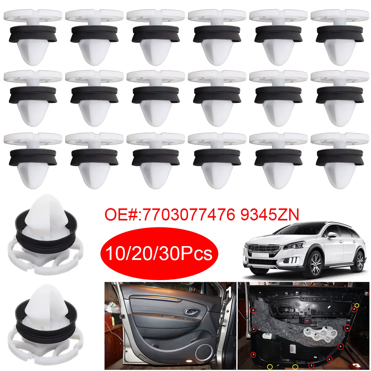 Clips de panel de puerta 9345ZN para Peugeot, Citroën y Renault