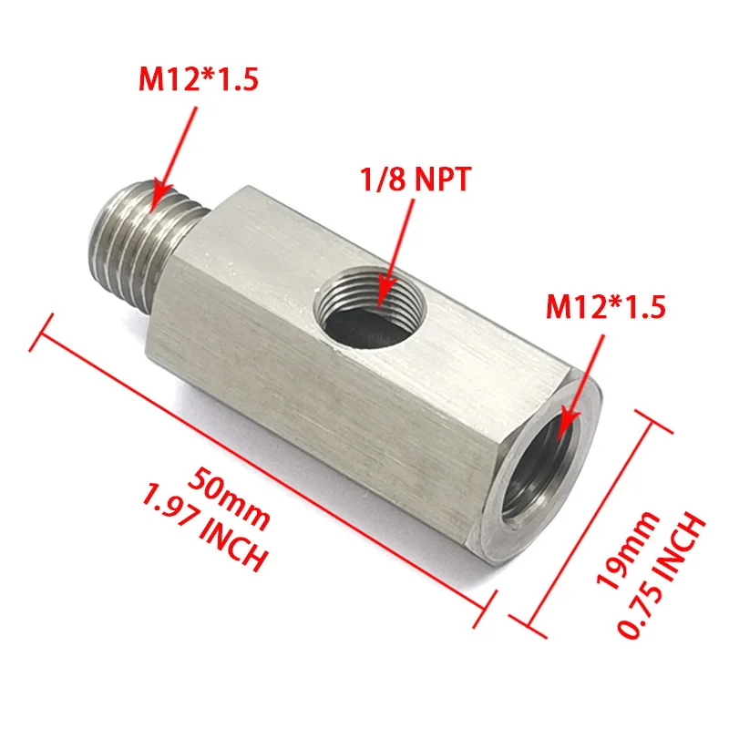 Adaptador en T para sensor de presión de combustible con toma lateral - imagen 4