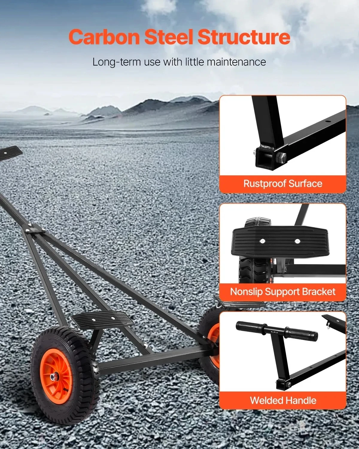 Carro Dolly transportador kayak lancha – 420 lb acero ajustable - imagen 4