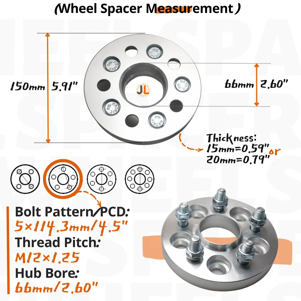 Kit espaciadores rueda forjados 5X114.3 66mm M12x1.25 – Nissan Suzuki - imagen 2
