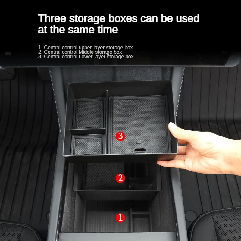 Caja de almacenamiento superior flocked para consola central Tesla