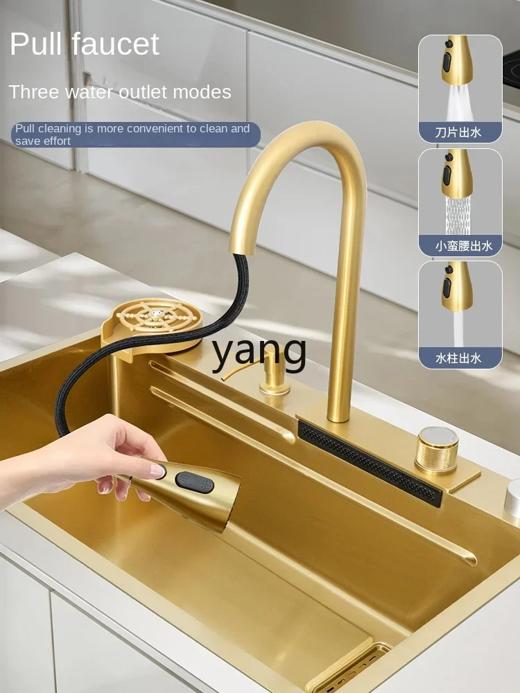 Fregadero cascada Feiyu de acero inoxidable 304 dorado LH – Taichung - imagen 5