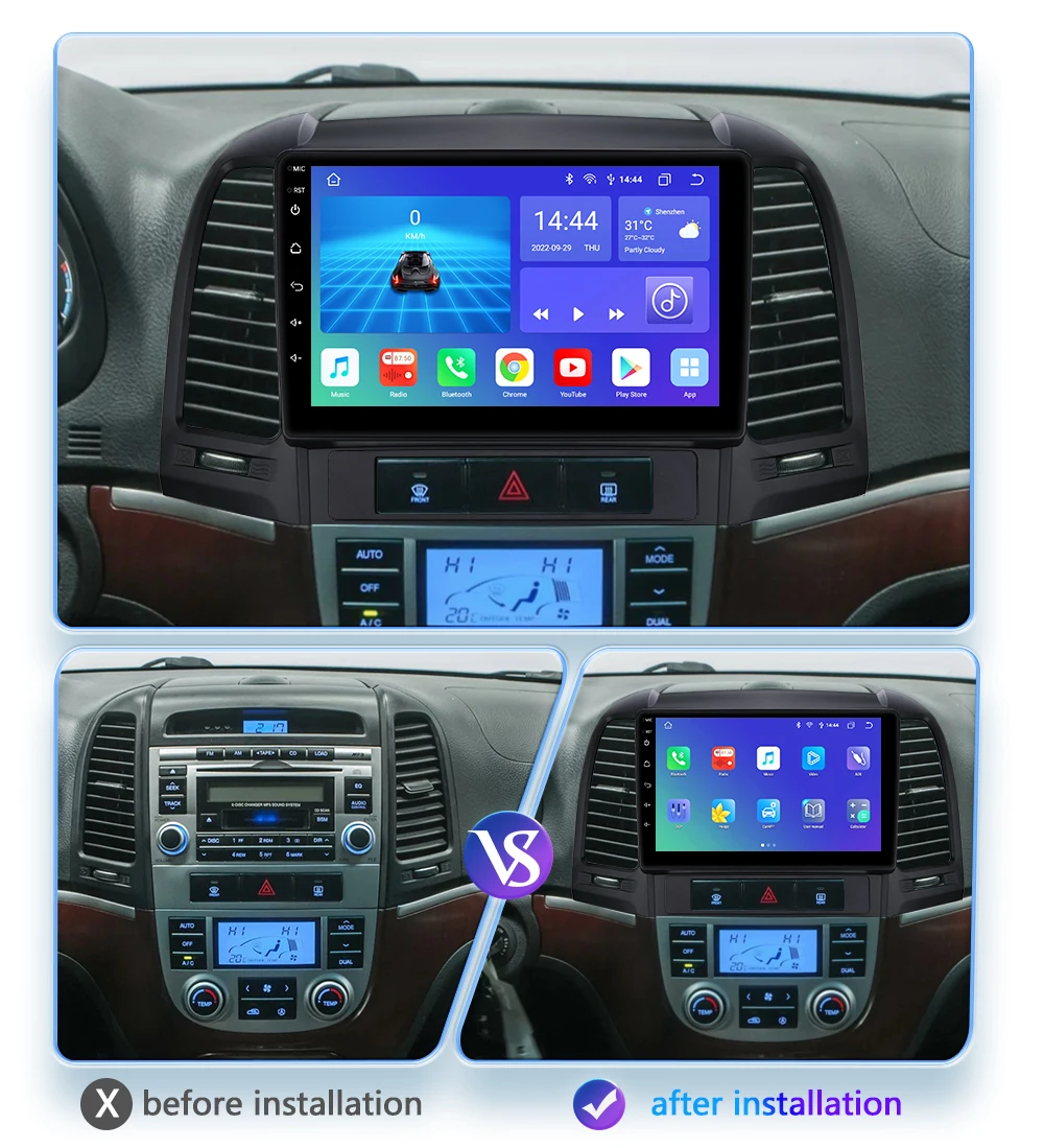Radio Android CarPlay Hizpo GPS para Hyundai Santa Fe II - imagen 2