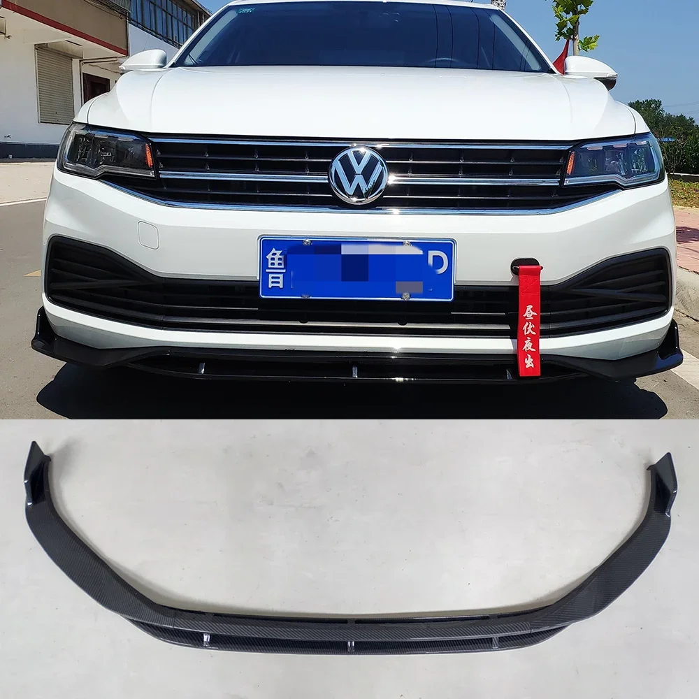 Para Volkswagen BORA 2019 año parachoques delantero de coche kit de carrocería de cola modificación de labio en alerón de parachoques barbilla negro brillante