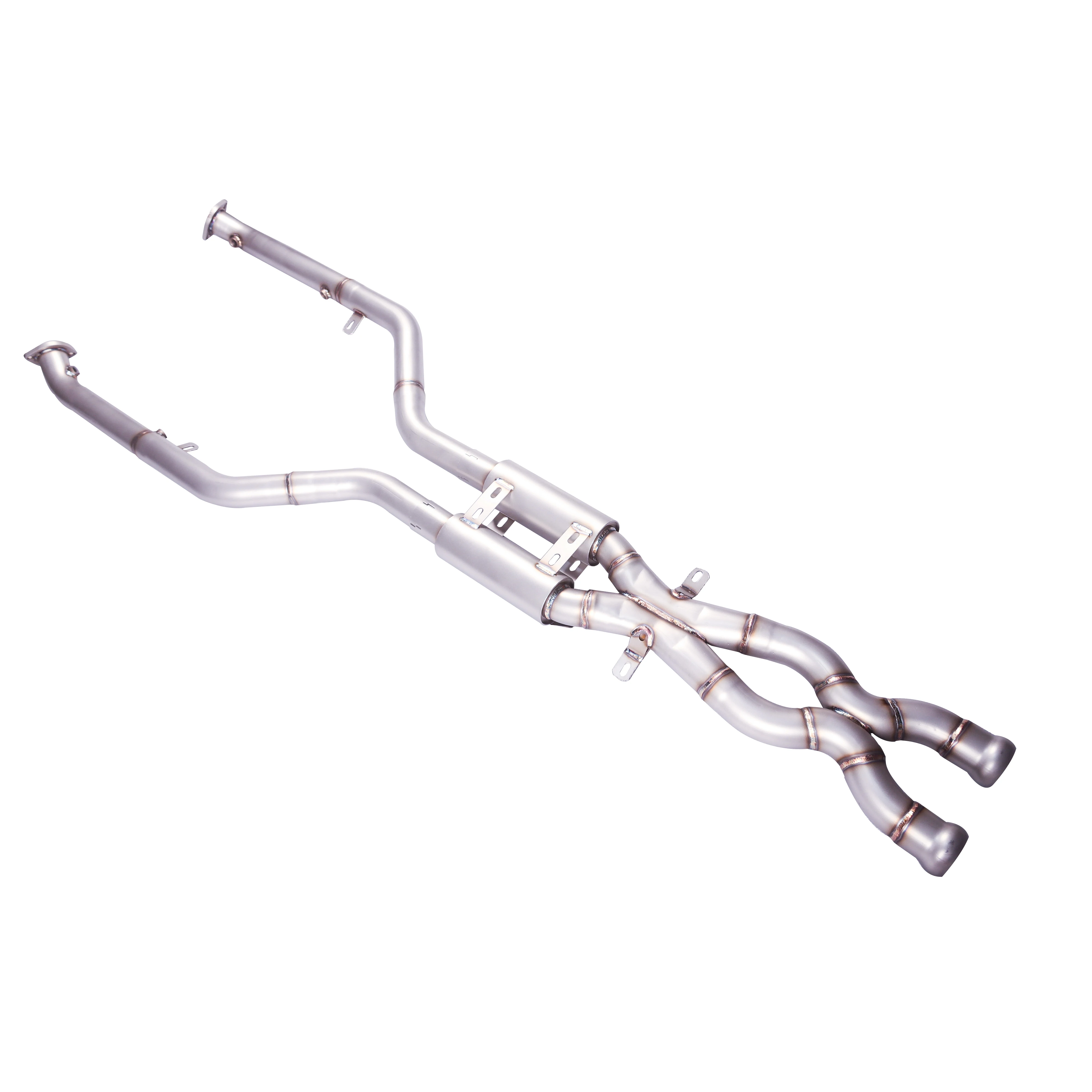 Tubos medios escape inox 304 BMW M3 M4 E90 E92 E93 resonador doble - imagen 4