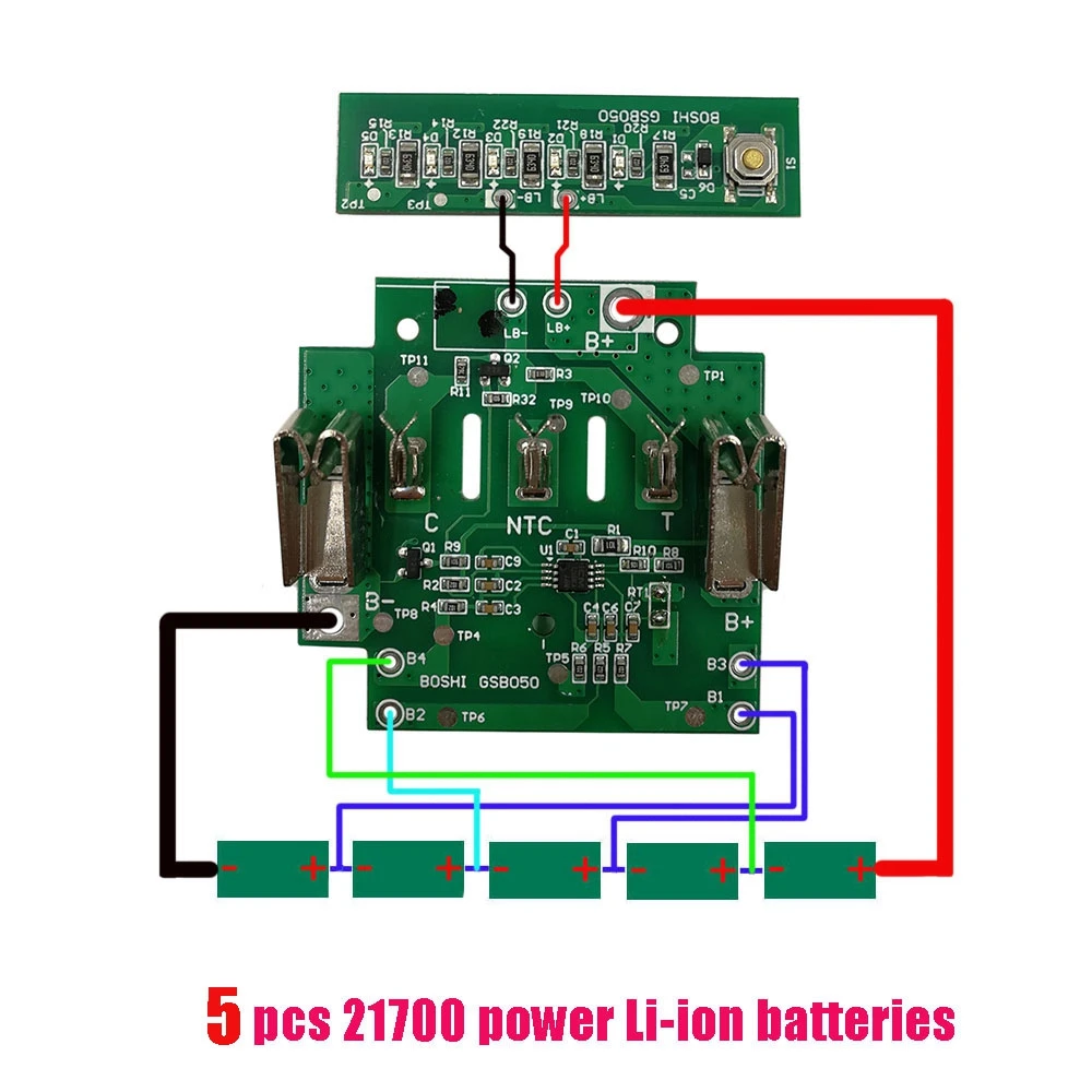 Carcasa batería Bosch 18V BAT618 para 5 celdas 2170 con PCB - imagen 4