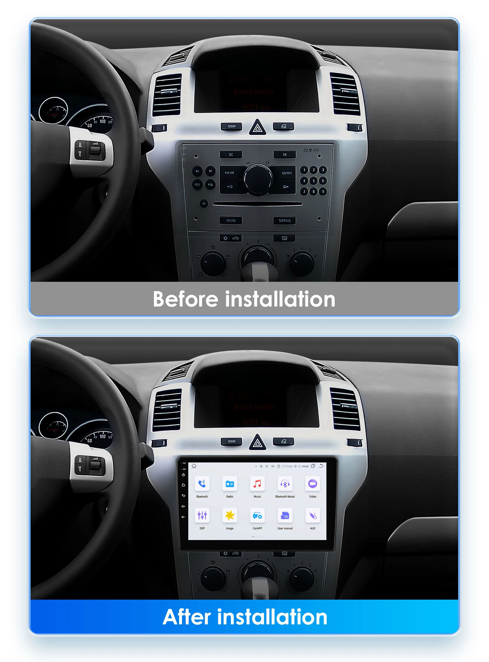 Radio Android 13 4G + cámara 360 – Opel Zafira B y Astra H (2005 - imagen 2