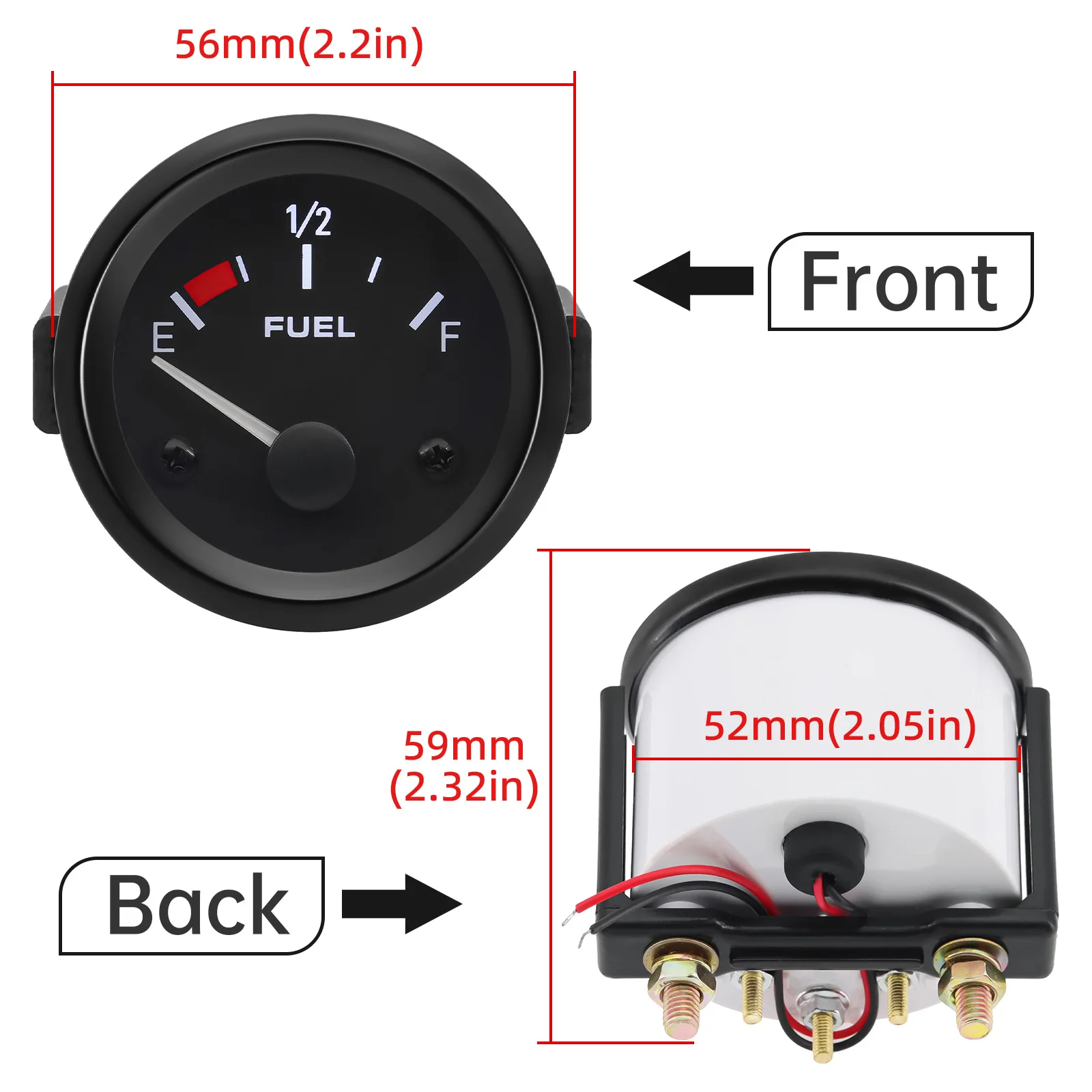 Medidor de combustible universal 52 mm con sensor flotador 240–33 Ω - imagen 2