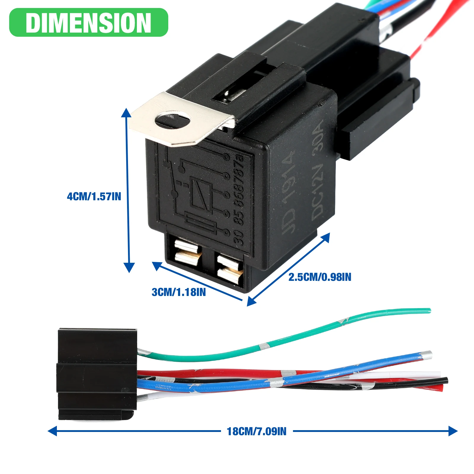 1 Uds. Relé de fusible de arnés 30A con entrelazado, enchufe pesado automotriz para coche, camión, furgoneta, motocicleta, barco, juego de 5 pines, 12V CC - imagen 3