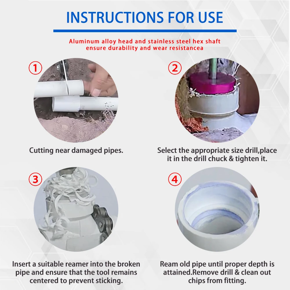 Escariador para tubería de PVC con eje hexagonal de 3/8 pulgadas - imagen 5