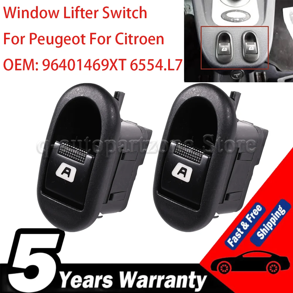 Interruptor elevalunas 6554.L7 para Citroën C2/C3 y Peugeot 1007