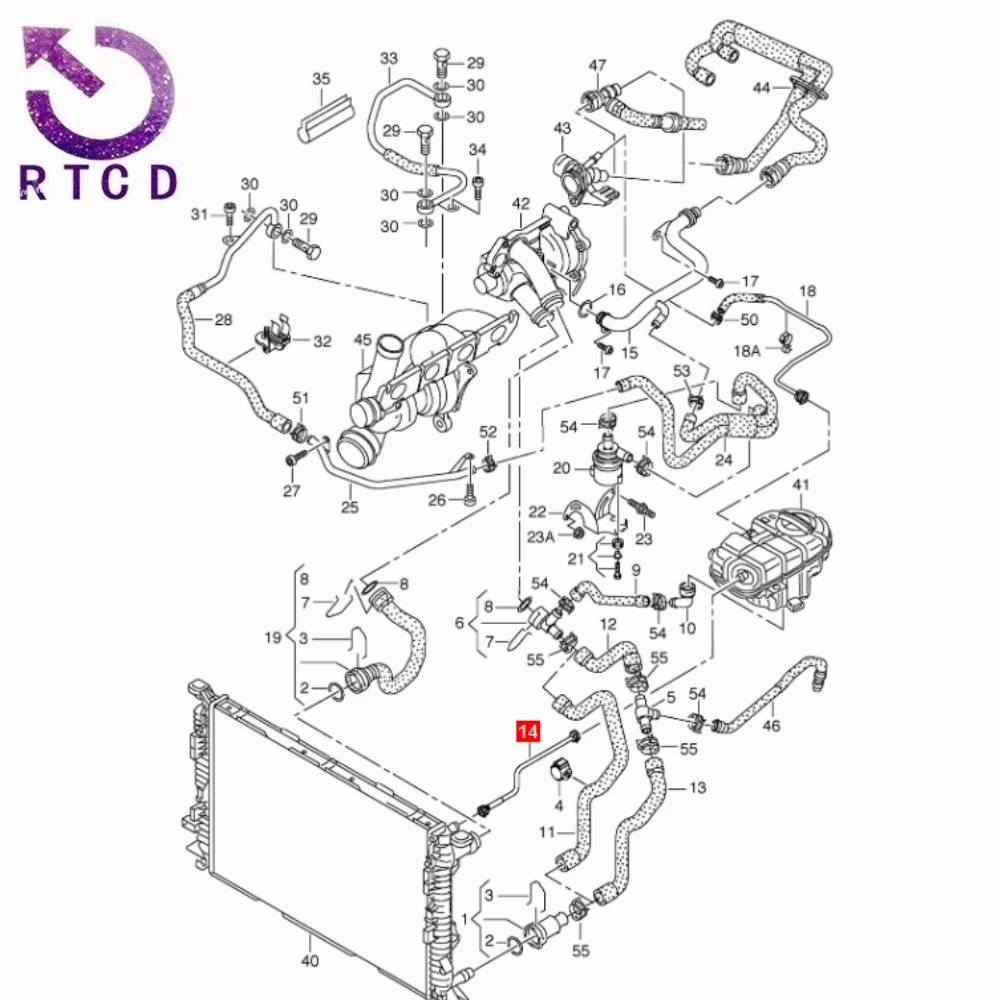 Tubo de ventilación para Audi, vista general