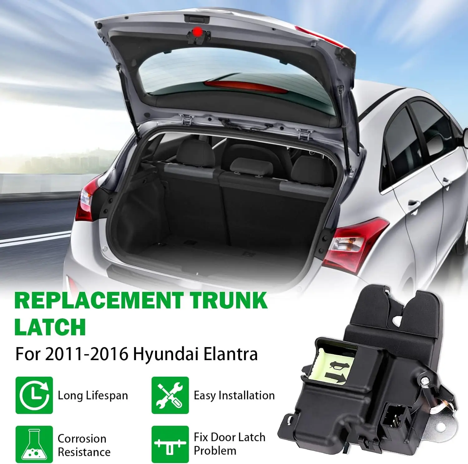 Cerradura puertas Hyundai Elantra 11-16 sedán con actuador OEM 81230-3X010 - imagen 4