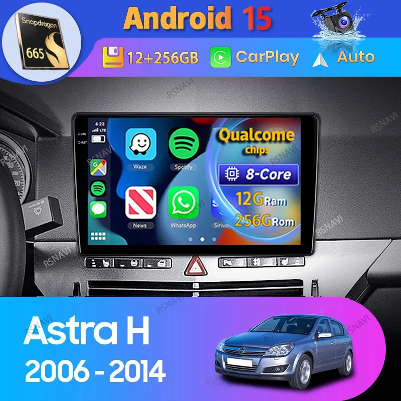 Radio 2 DIN con Android Auto, CarPlay y GPS para Opel Astra H