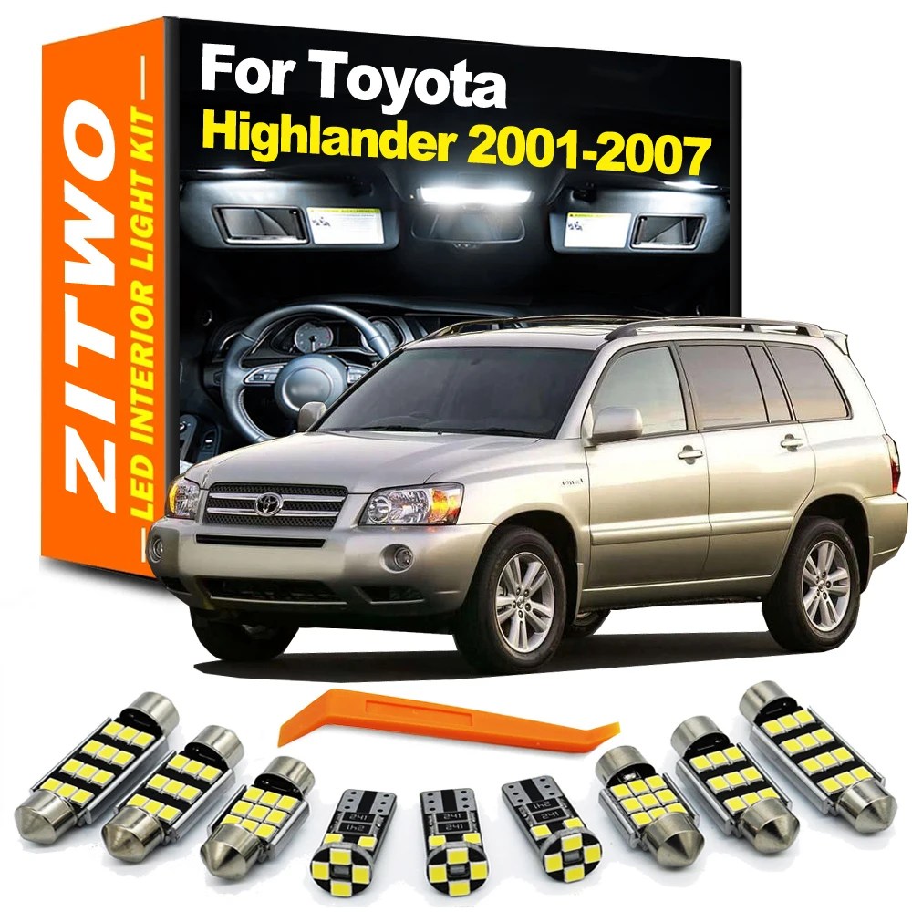ZITWO-Kit de bombillas LED para Interior de Toyota Highlander Kluger, lámpara de maletero de placa, 11 piezas, 2001, 2002, 2003, 2004, 2005, 2006, 2007