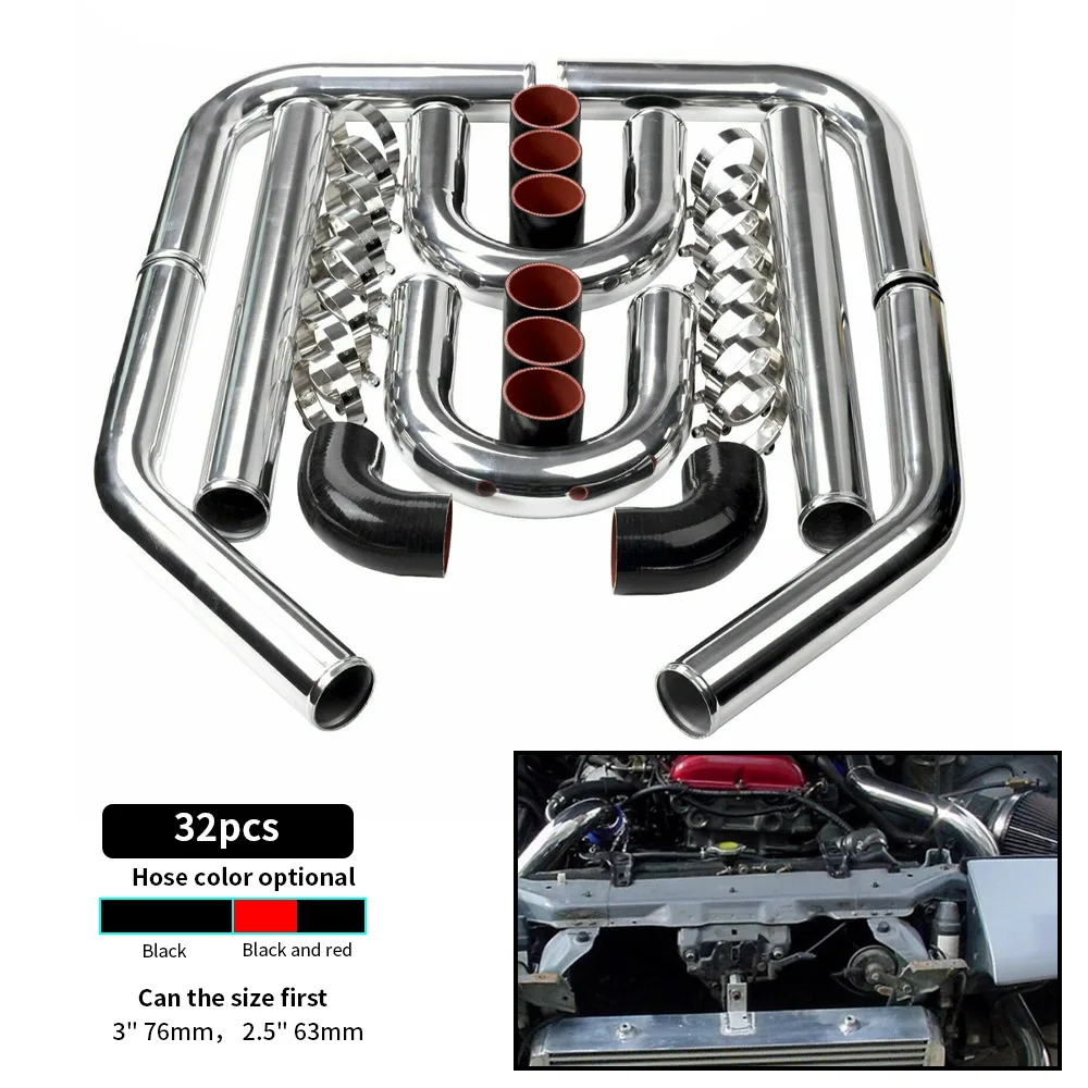 Kit intercooler de aluminio: tubo doblado, acoples y abrazaderas