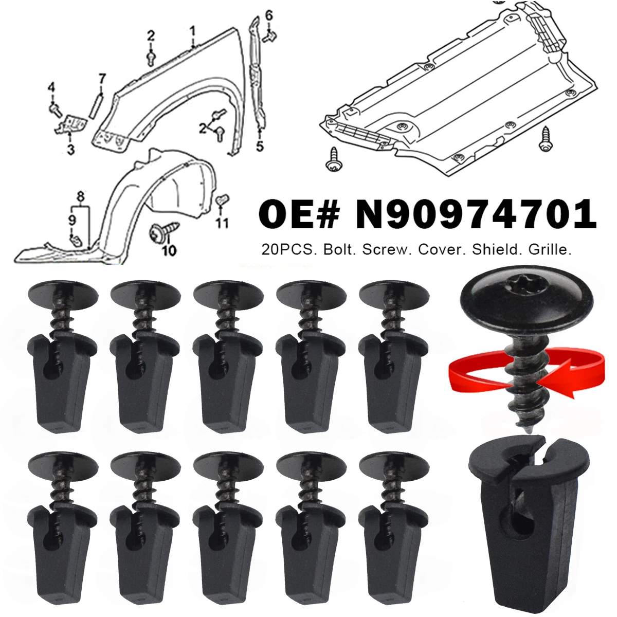 Kit de clips para cubrecárter y paso de rueda VW y Audi - imagen 4