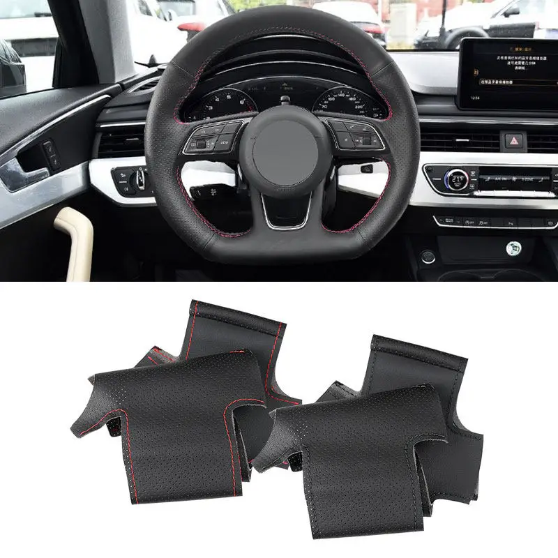 Protector volante cuero perforado cosido a mano Audi A3 8V/8Y S3 A4 B9 - imagen 2