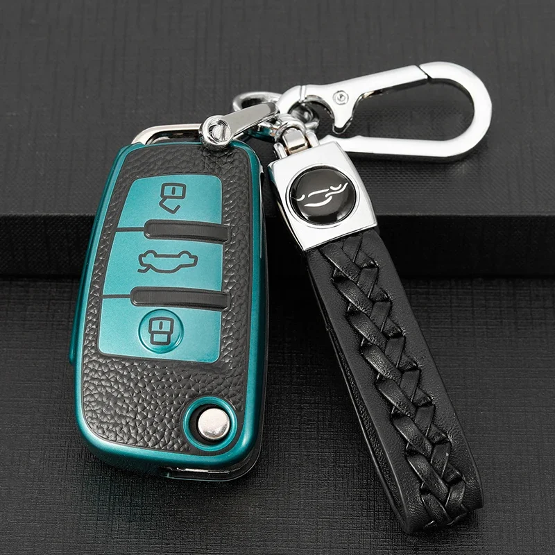 Funda de llave de cuero Audi con carcasa TPU compatible A1 A3 A4 Q3 TT - imagen 3