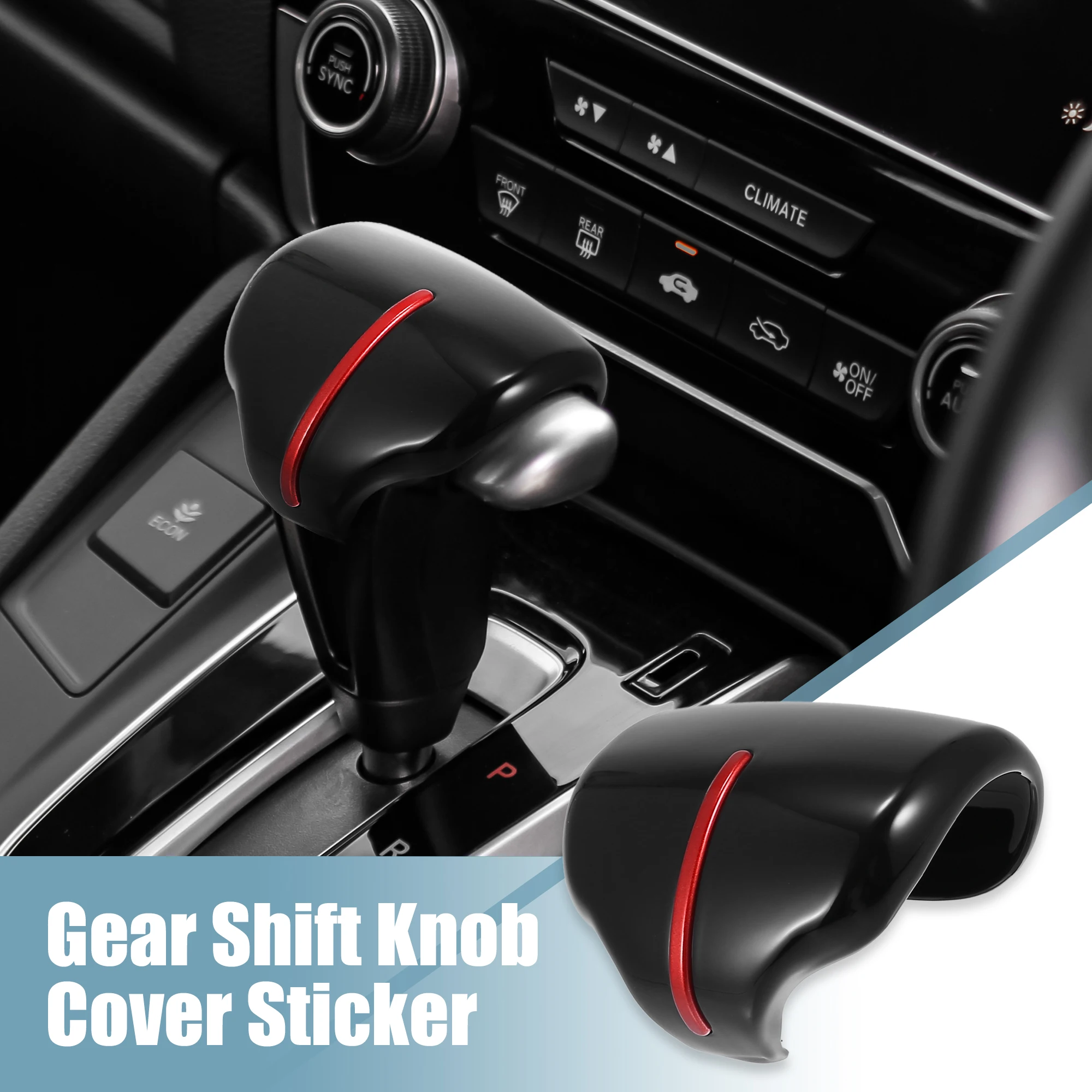 X Autohaux-pomo de cambio de marchas de coche, cubierta de pegatina, embellecedor de cabeza para Honda CR-V 2017-2021, Negro, Rojo, Interior de coche, accesorios